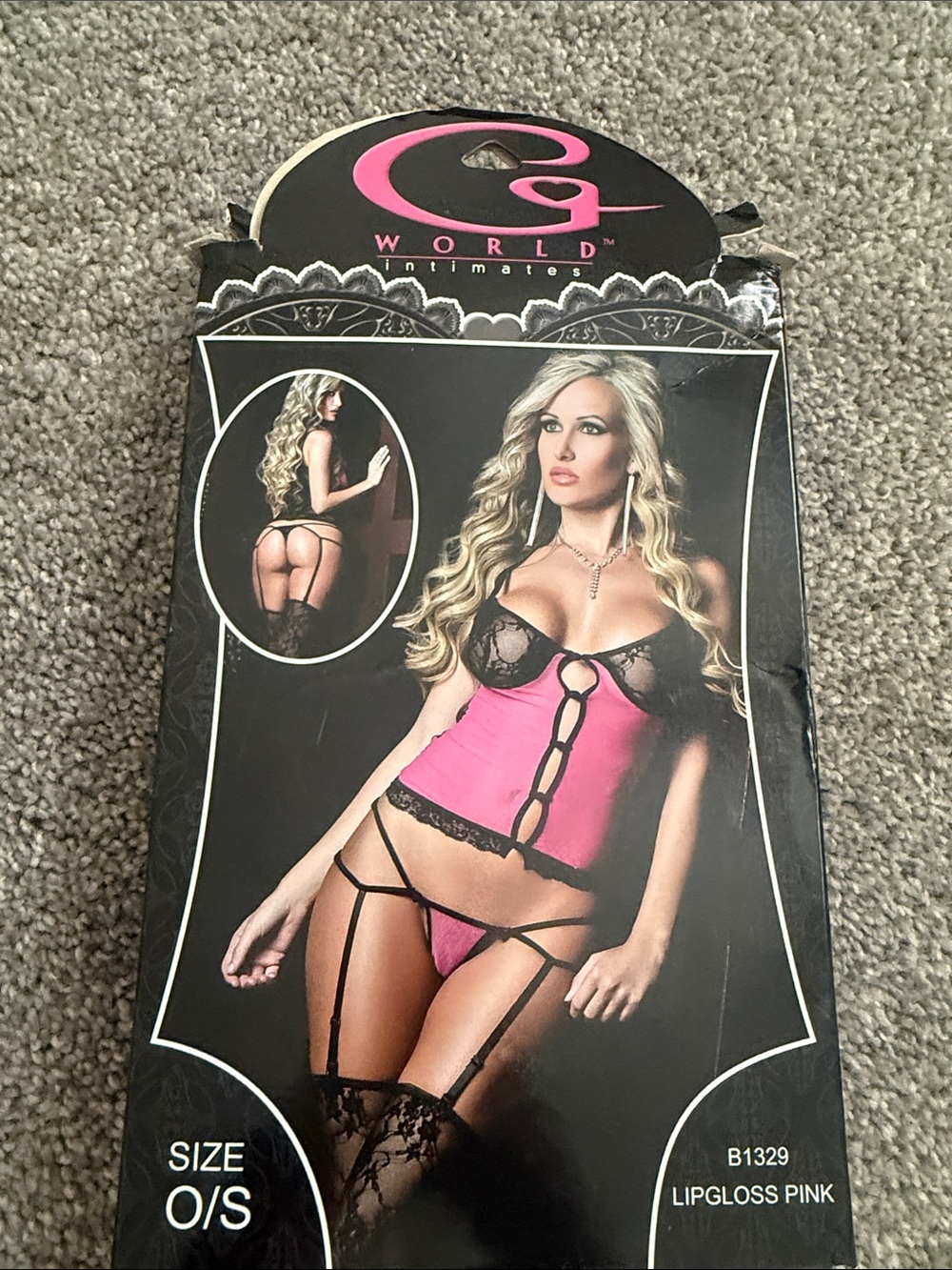 G World Intimates Lipgloss Pink Lace-Trim Bustier Set